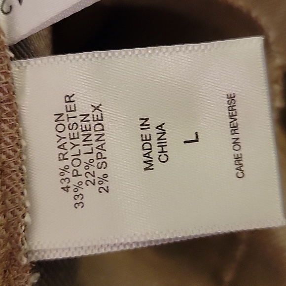 New York & Co tan Vneck dress puff sleeve fit waist A-line maxi pockets L New… - Picture 8 of 11